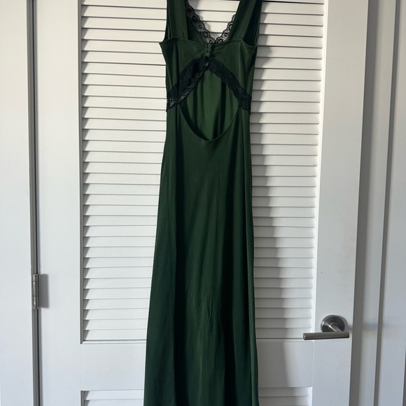 Reformation Dark Green Maxi Dress with Lace Detail - Picture 3 of 5